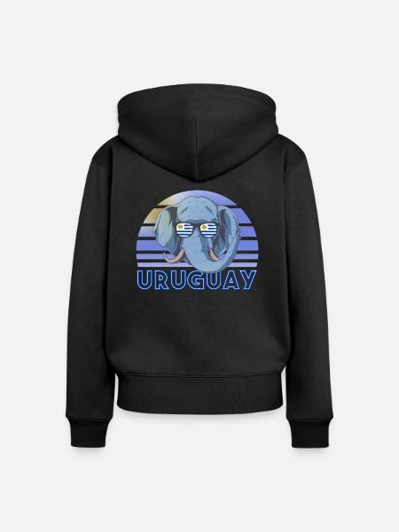 Uruguay - Frauen Premium Bio Zip Hoodie - Schwarz