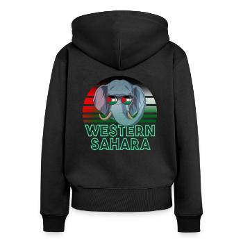Sahara occidental - Sweat à capuche zippé Premium bio Femme - noir - Dos - Julia (174cm)