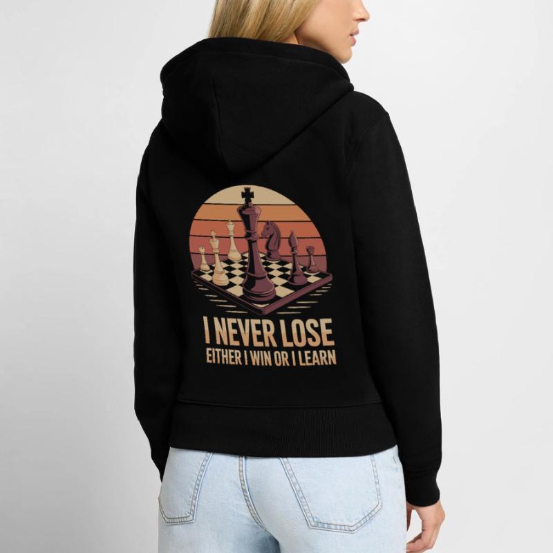 Schach: Entweder Sieg oder Lektion Frauen Premium Bio Zip Hoodie