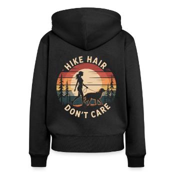 Hiking with Dog Outdoor Women's Shirt - Women's Premium Organic Zip Hoodie - black - Back - Julia (174cm)