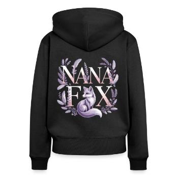 Stilvoller Fuchs für Oma - Frauen Premium Bio Zip Hoodie - Schwarz - Hinten - Julia (174cm)