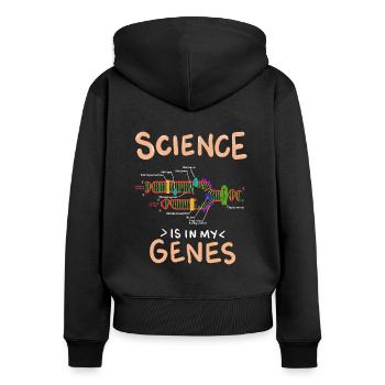 Lustige Genetik Wissenschaft in den Genen - Frauen Premium Bio Zip Hoodie - Schwarz - Hinten - Julia (174cm)
