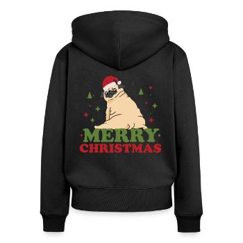 Joyeux Noël - Cadeau de Noël de chien drôle - Sweat à capuche zippé Premium bio Femme - noir - Dos - Julia (174cm)