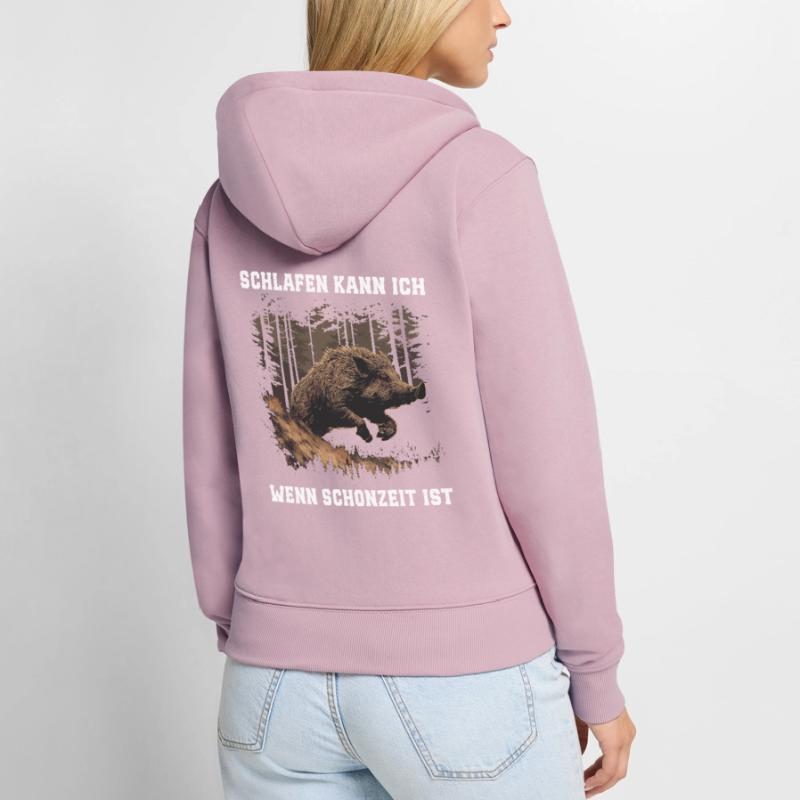 Chasse Saison Fermée Sweat à capuche zippé Premium bio Femme