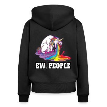 Ew People Licorne - Sweat à capuche zippé Premium bio Femme - noir - Dos - Julia (174cm)