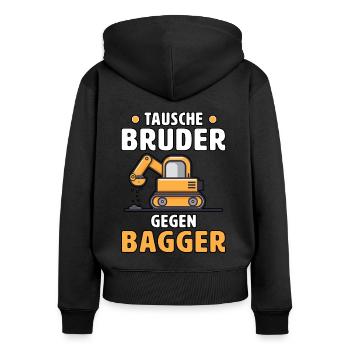 Échange frère contre pelleteuse - Sweat à capuche zippé Premium bio Femme - noir - Dos - Julia (174cm)