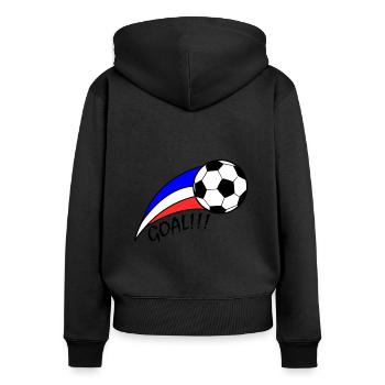Fußball Frankreich Cooler Humor Fußball - Frauen Premium Bio Zip Hoodie - Schwarz - Hinten - Julia (174cm)