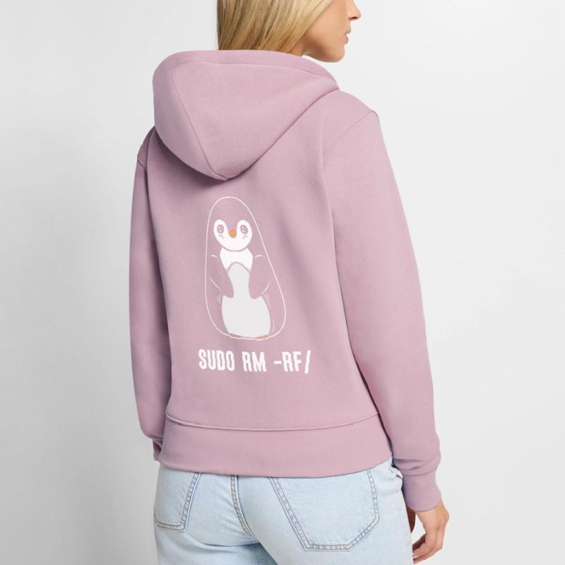 sudo rm rf / Programmeur informatique Linux Sweat à capuche zippé Premium bio Femme