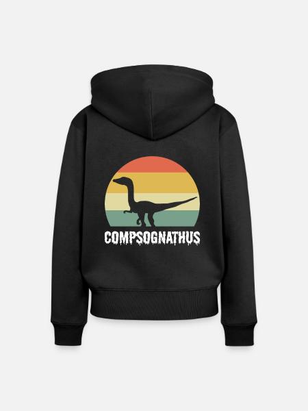 Compsognathus Dinosaur - Frauen Premium Bio Zip Hoodie - Schwarz