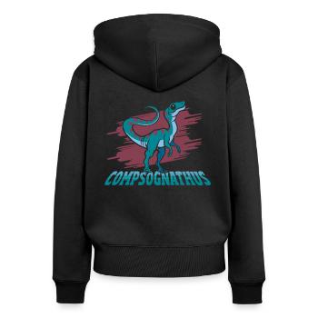Compsognathus Dinosaur - Frauen Premium Bio Zip Hoodie - Schwarz - Hinten - Julia (174cm)