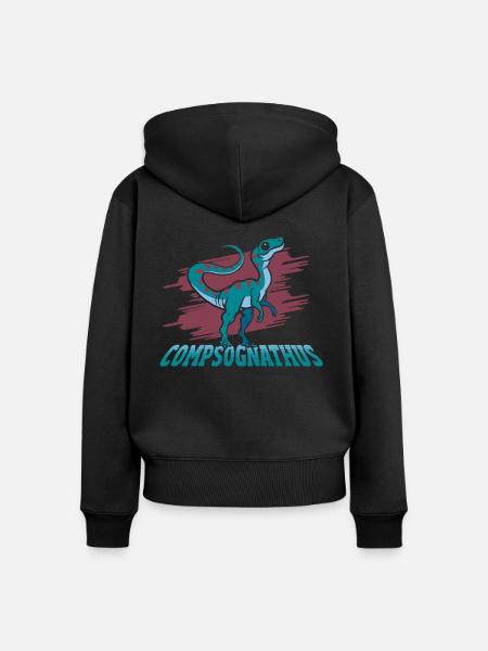 Compsognathus Dinosaur - Frauen Premium Bio Zip Hoodie - Schwarz