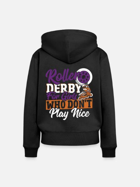 Rollschuhlaufen Roller-Derby Rollschuhlaufen Rolle - Frauen Premium Bio Zip Hoodie - Schwarz