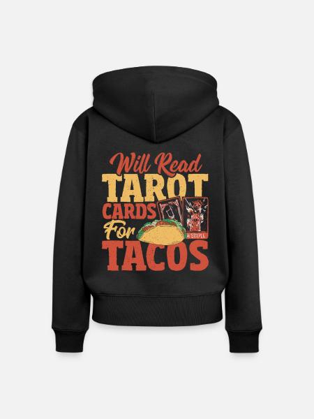 Tarotkartenleser Liest Tarotkarten für Tacos - Frauen Premium Bio Zip Hoodie - Schwarz