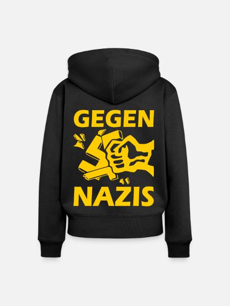 Gegen nazis - Frauen Premium Bio Zip Hoodie - Schwarz