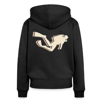 Tauchen Taucher Retro Line Art - Frauen Premium Bio Zip Hoodie - Schwarz - Hinten - Julia (174cm)
