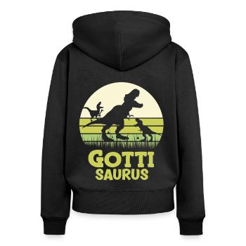 Gotti Saurus Gotti Schweiz Patentante - Frauen Premium Bio Zip Hoodie - Schwarz - Hinten - Julia (174cm)