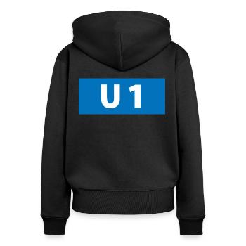 U-Bahn Linie Hamburg U1 Souvenir Andenken Geschenk - Frauen Premium Bio Zip Hoodie - Schwarz - Hinten - Julia (174cm)