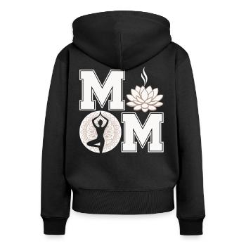 Yoga 12 - Frauen Premium Bio Zip Hoodie - Schwarz - Hinten - Julia (174cm)