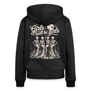 Girls Will Be Girls Chemise d’Halloween - Sweat à capuche zippé Premium bio Femme - noir - Dos - Julia (174cm)