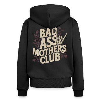 Badass Mom Club Shirt - Women's Premium Organic Zip Hoodie - black - Back - Julia (174cm)