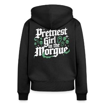 Prettiest Girl – Sarkastisches Gruftie Shirt - Frauen Premium Bio Zip Hoodie - Schwarz - Hinten - Julia (174cm)