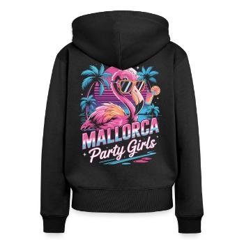 Mallorca Party Girls Flamingo Shirt - Women's Premium Organic Zip Hoodie - black - Back - Julia (174cm)