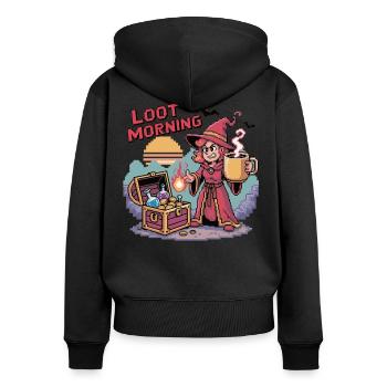Coffee Mug Sorceress Loot Morning Gamer Girl - Women's Premium Organic Zip Hoodie - black - Back - Julia (174cm)