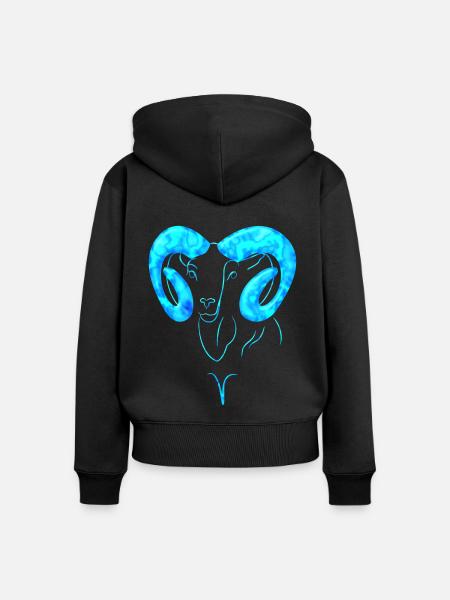 Widder - Frauen Premium Bio Zip Hoodie - Schwarz