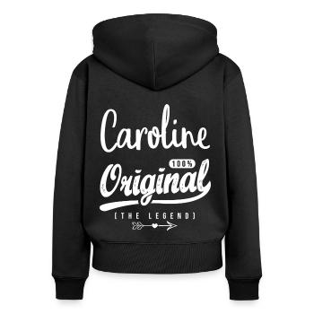 Caroline ORIGINAL personalisierte Mädchen caroline - Frauen Premium Bio Zip Hoodie - Schwarz - Hinten - Julia (174cm)