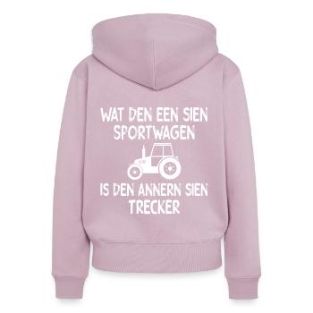 Der Trecker - Frauen Premium Bio Zip Hoodie - Altrosa - Hinten - Julia (174cm)