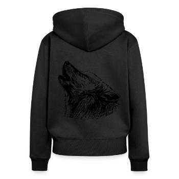 wolf - Women's Premium Organic Zip Hoodie - black - Back - Julia (174cm)