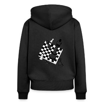 Schach - Frauen Premium Bio Zip Hoodie - Schwarz - Hinten - Julia (174cm)