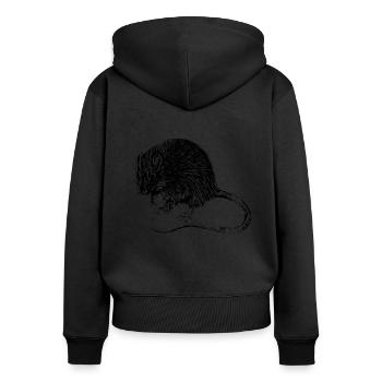 Ratte - Frauen Premium Bio Zip Hoodie - Schwarz - Hinten - Julia (174cm)
