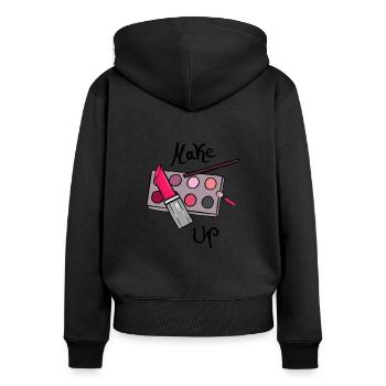 Make up - Women's Premium Organic Zip Hoodie - black - Back - Julia (174cm)
