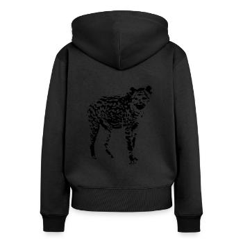 hyène - Sweat à capuche zippé Premium bio Femme - noir - Dos - Julia (174cm)