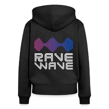 Rave-Spektrum - Frauen Premium Bio Zip Hoodie - Schwarz - Hinten - Julia (174cm)