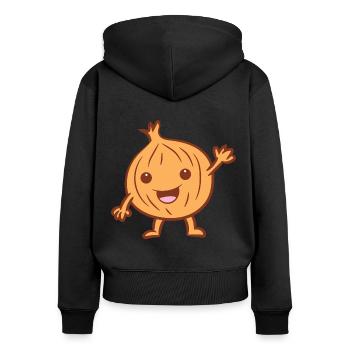 Oignon - oignon ondulant amical - Sweat à capuche zippé Premium bio Femme - noir - Dos - Julia (174cm)