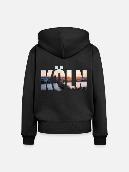 KÖLN SKYLINE - Frauen Premium Bio Zip Hoodie - Schwarz