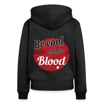 Be cool, give Blood! vintage - Frauen Premium Bio Zip Hoodie - Schwarz - Hinten - Julia (174cm)
