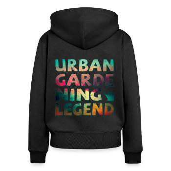 Urban gardening legend - Frauen Premium Bio Zip Hoodie - Schwarz - Hinten - Julia (174cm)