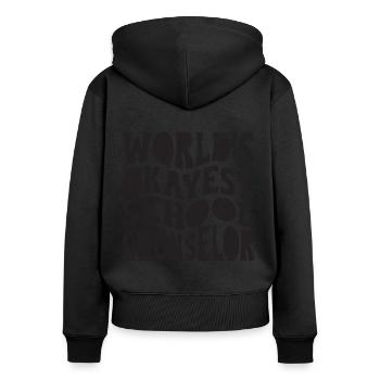 World’s okayest school counselor - Frauen Premium Bio Zip Hoodie - Schwarz - Hinten - Julia (174cm)