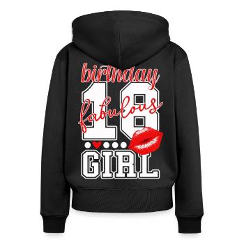 18 Jahre 18. Geburtstag roter Kuss Mädchen girl - Frauen Premium Bio Zip Hoodie - Schwarz - Hinten - Julia (174cm)