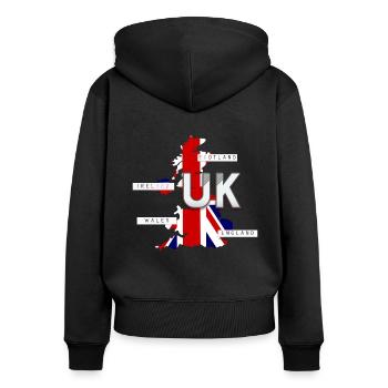 Uk - United Kingdom - Sweat à capuche zippé Premium bio Femme - noir - Dos - Julia (174cm)