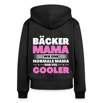 Bäcker Mama wie eine normale nur viel cooler - Frauen Premium Bio Zip Hoodie - Schwarz - Hinten - Julia (174cm)