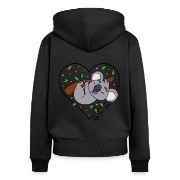 Koala eucalyptus heart love saying Koa-Love You - Women's Premium Organic Zip Hoodie - black - Back - Julia (174cm)