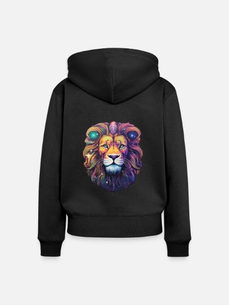 Löwe Himmlisch - Himmlische Gelassenheit - Frauen Premium Bio Zip Hoodie - Schwarz
