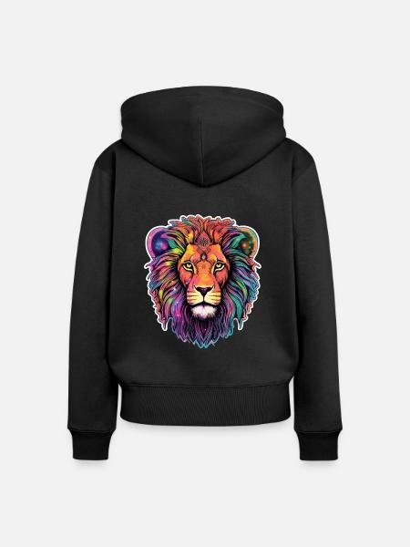 Löwe Himmlisch - Himmlisches Brüllen - Frauen Premium Bio Zip Hoodie - Schwarz