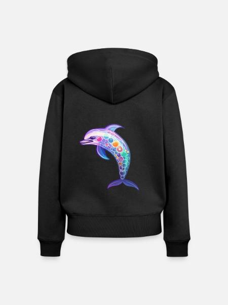 Kawaii Dolphin - Fantastische Ozeanträume - Frauen Premium Bio Zip Hoodie - Schwarz