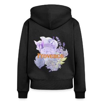 Lavendel Provence Illustration Aquarell mit Charme - Frauen Premium Bio Zip Hoodie - Schwarz - Hinten - Julia (174cm)