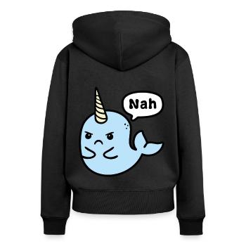 no-Whal - Sweat à capuche zippé Premium bio Femme - noir - Dos - Julia (174cm)